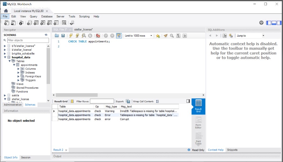 8_CHECK TABLE command